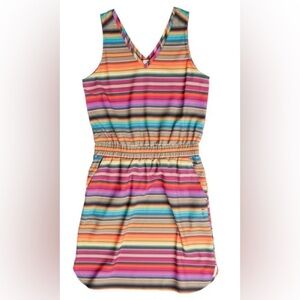KAVU Ensenada Performance Striped Dress S Colorful Sleeveless Pockets Casual
